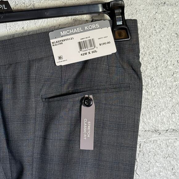 Michael Kors Men's Plaid ClassicFit WoolBlend Stretch Suit Pants grey 42x30 $190 - Picture 5 of 8